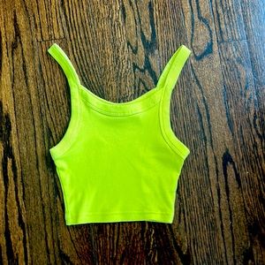 Neon green/yellow cropped high neck tank